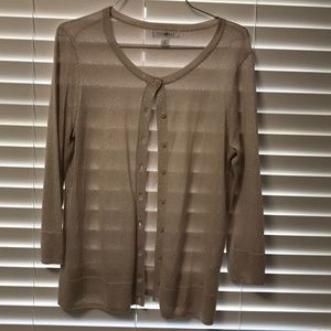 Sheer/Light beige/Gold cardigan with 3/4 sleeves